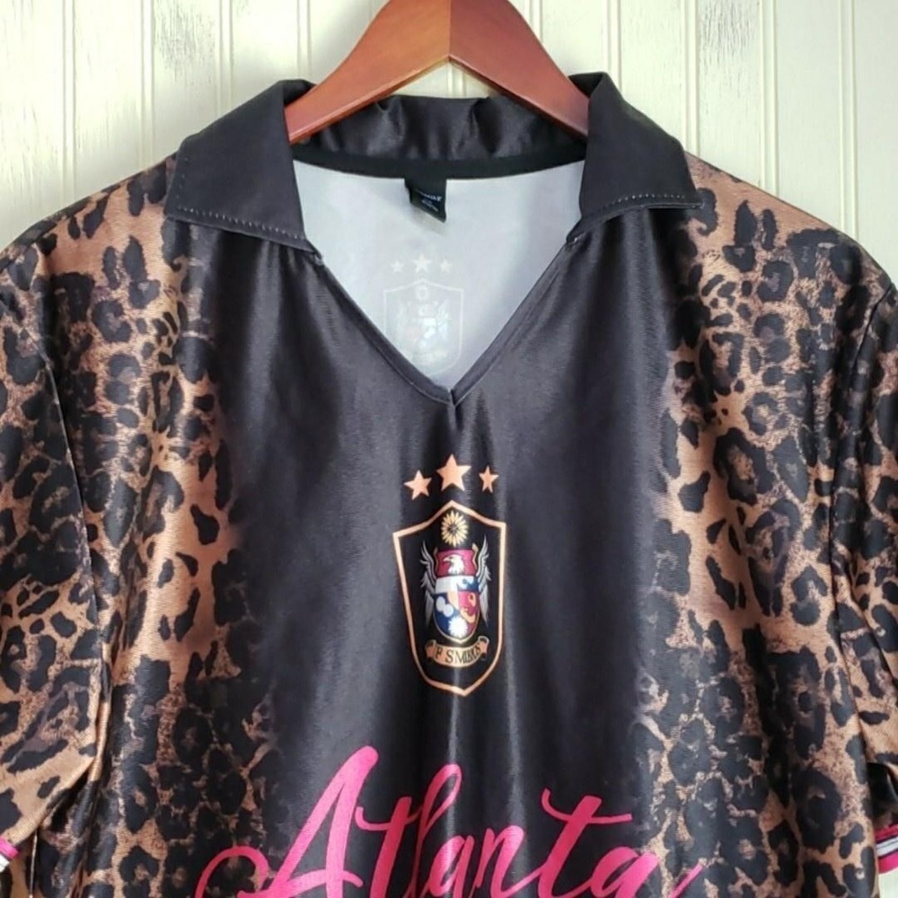 Romwe Shirt Mens Medium Brown Leopard Atlanta Groovy Jersey Polo Print